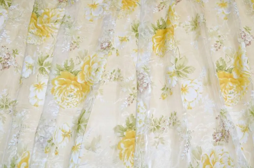 TESSUTO TENDA ORGANZA FLOREALE GIALLA
