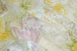TESSUTO TENDA ORGANZA FLOREALE GIALLA