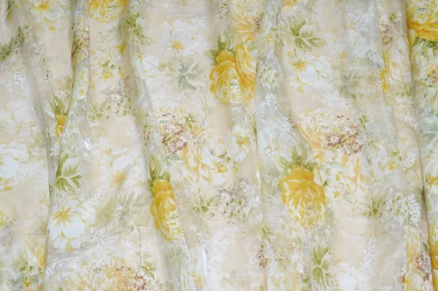 TESSUTO TENDA ORGANZA FLOREALE GIALLA