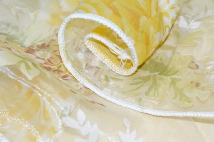 TESSUTO TENDA ORGANZA FLOREALE GIALLA