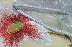 TESSUTO TENDA ORGANZA GRIGIA CON RICAMO FLOREALE