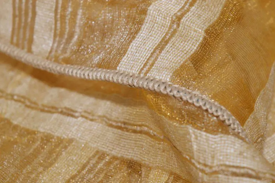 TESSUTO TENDA ORGANZA MISTO LINO RIGATO ORO