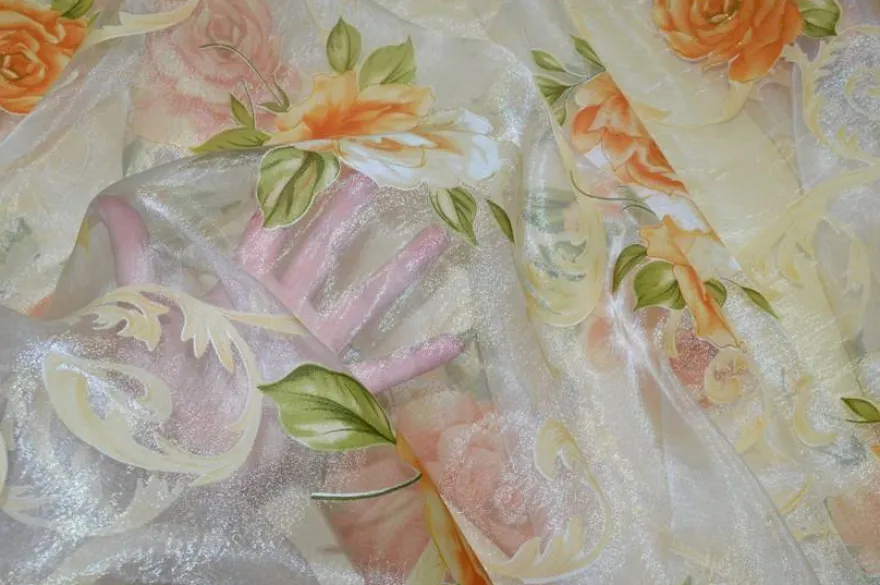 TESSUTO TENDA ORGANZA ROSA ARANCIO