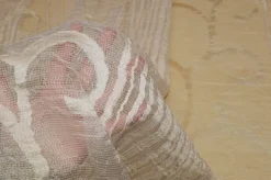 TESSUTO TENDA ORGANZA STROPICCIATA PANNA CON RICAMO