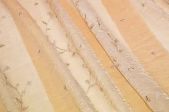 TESSUTO TENDA ORGANZA STROPIACCIATA RICAMO FLOREALE ORO