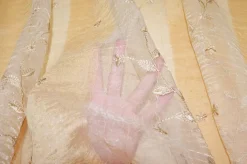 TESSUTO TENDA ORGANZA STROPIACCIATA RICAMO FLOREALE ORO