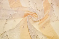 TESSUTO TENDA ORGANZA STROPIACCIATA RICAMO FLOREALE ORO