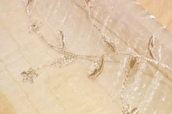 TESSUTO TENDA ORGANZA STROPIACCIATA RICAMO FLOREALE ORO