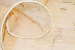 TESSUTO TENDA ORGANZA STROPIACCIATA RICAMO FLOREALE ORO