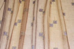 TESSUTO TENDA ORGANZA STROPICCIATA FANTASIA GEOMETRICA ORO BLU