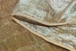 TESSUTO TENDA ORGANZA STROPICCIATA AZZURRO/ORO