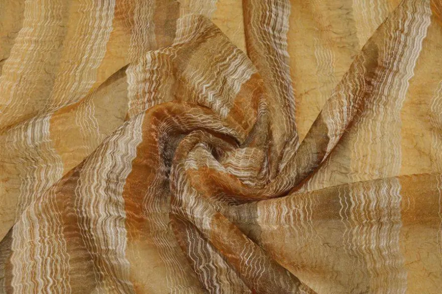 TESSUTO TENDA ORGANZA STROPICCIATA SFUMATA ARANCIO