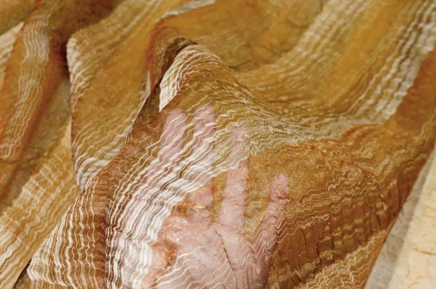 TESSUTO TENDA ORGANZA STROPICCIATA SFUMATA ARANCIO