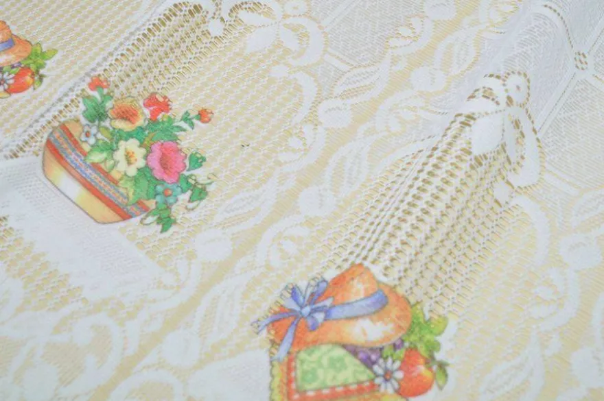 TESSUTO TENDA RICAMATA CON DISEGNO VASO FIORI