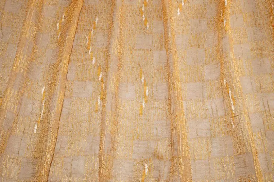 TESSUTO TENDA STROPICCIATO FONDO ORO