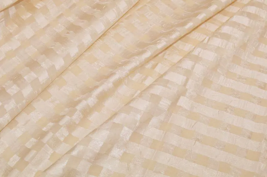 TESSUTO TENDA STROPICCIATO SCACCO CREMA