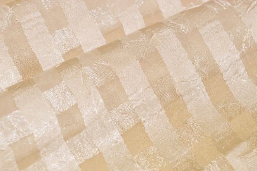 TESSUTO TENDA STROPICCIATO SCACCO CREMA