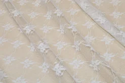 TESSUTO TENDA TULLE RICAMATO BIANCO
