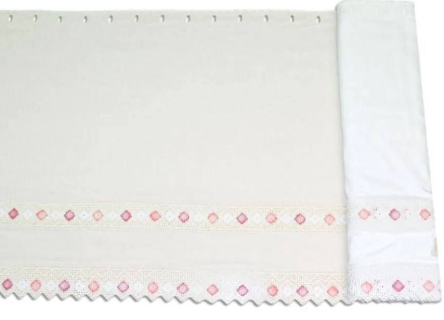 TESSUTO TENDINO CON INCASSI PIZZO FIORELLINO ROSA