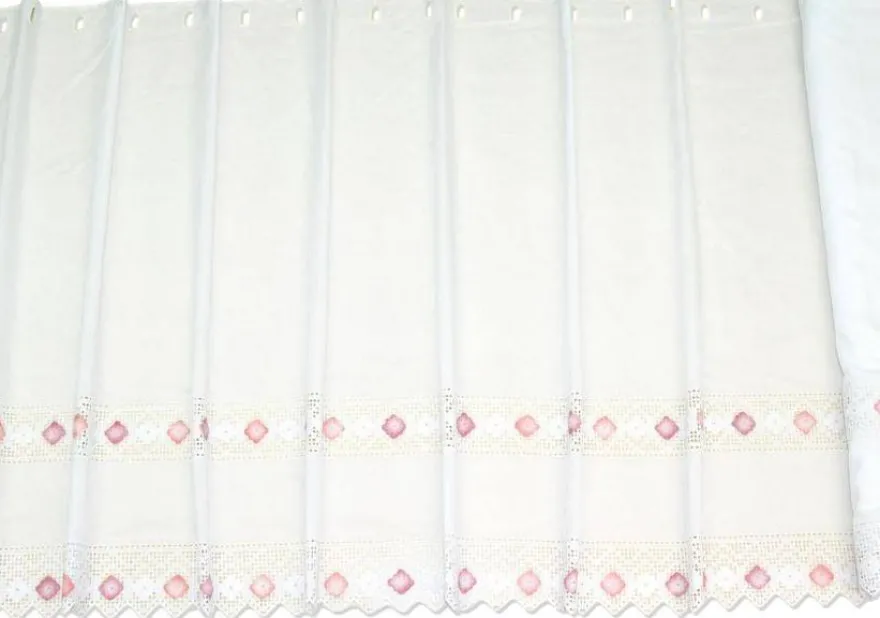 TESSUTO TENDINO CON INCASSI PIZZO FIORELLINO ROSA