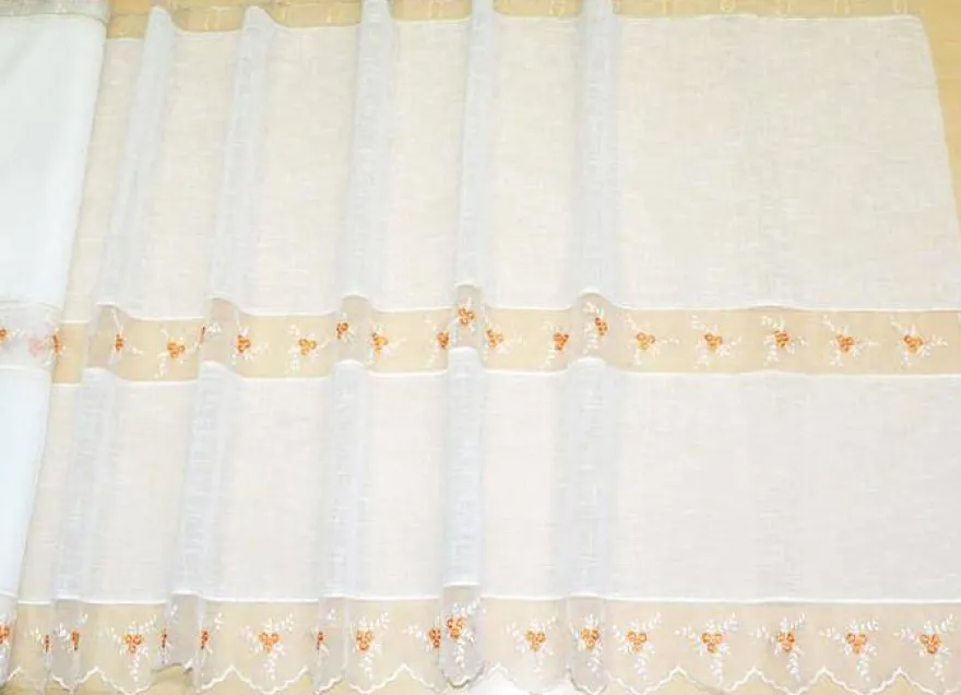 TESSUTO TENDINO CON INCASSO IN ORGANZA FIORELLINO ARANCIO