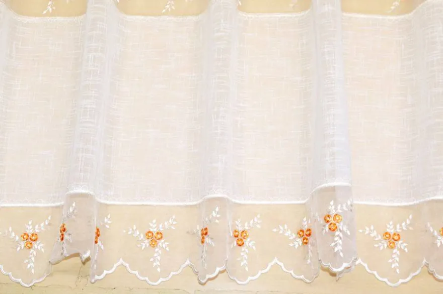 TESSUTO TENDINO CON INCASSO IN ORGANZA FIORELLINO ARANCIO