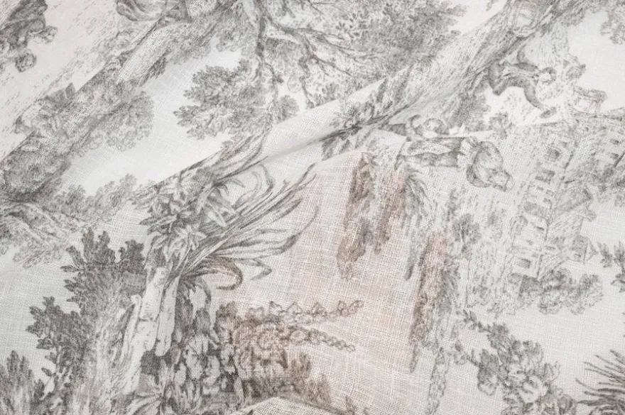 TESSUTO TENDINO FANTASIA TOILE DE JOUY GRIGIO