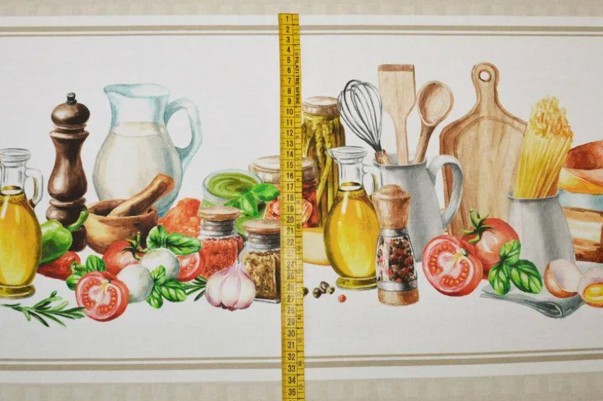 TESSUTO TOVAGLIA PURO COTONE DISEGNO CUCINA