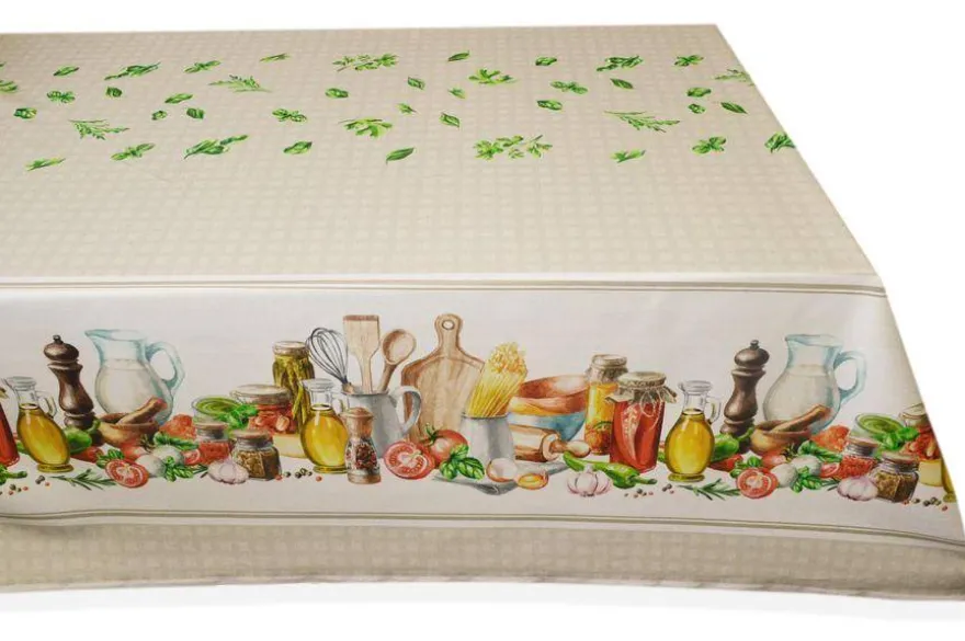 TESSUTO TOVAGLIA PURO COTONE DISEGNO CUCINA