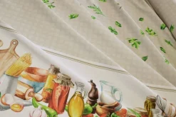 TESSUTO TOVAGLIA PURO COTONE DISEGNO CUCINA