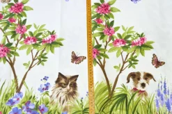 TESSUTO TOVAGLIA PURO COTONE DISEGNO CANI E GATTI