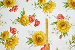 TESSUTO TOVAGLIA PURO COTONE DISEGNO GIRASOLI