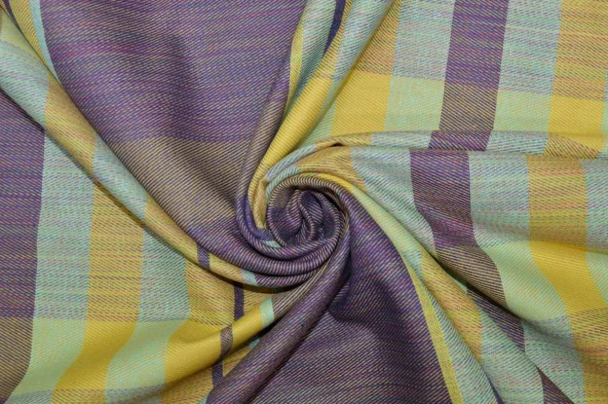 TESSUTO TOVAGLIA PURO COTONE SCACCO VIOLA