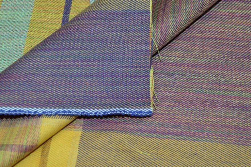 TESSUTO TOVAGLIA PURO COTONE SCACCO VIOLA