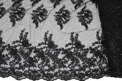 TESSUTO TULLE RICAMATO CON PAILLETTES