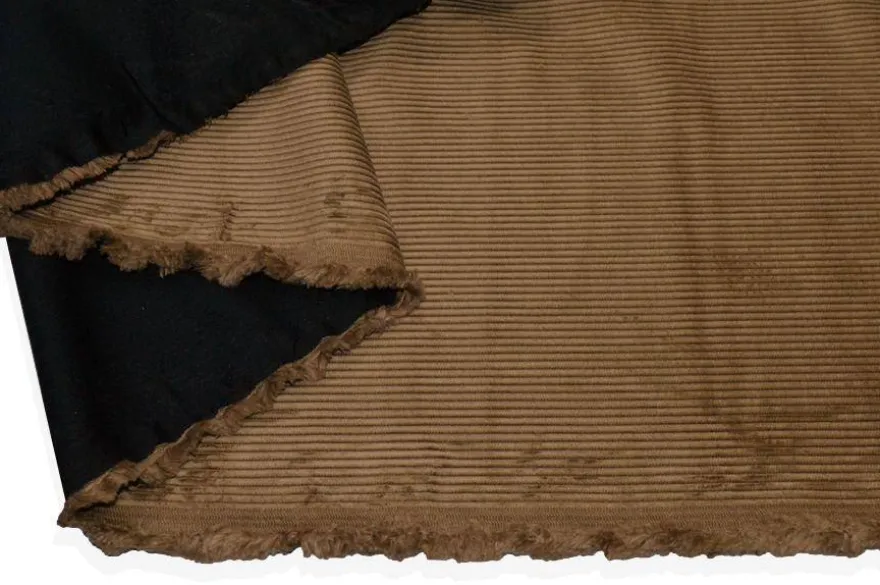 TESSUTO VELLUTO A COSTE 450 RIGHE COLOR CAMMELLO ADESIVATO