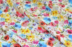 TESSUTO VISCOSA DEVORE' FIORE MULTICOLOR