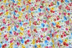 TESSUTO VISCOSA DEVORE' FIORE MULTICOLOR
