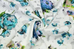 TESSUTO VISCOSA DEVOREH FIORE AZZURRO