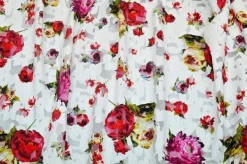 TESSUTO VISCOSA DEVOREH FIORE ROSSO