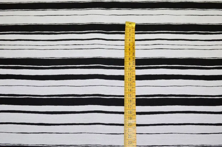 TESSUTO VISCOSA DOUBLE STREATCH RIGONE BIANCO NERO