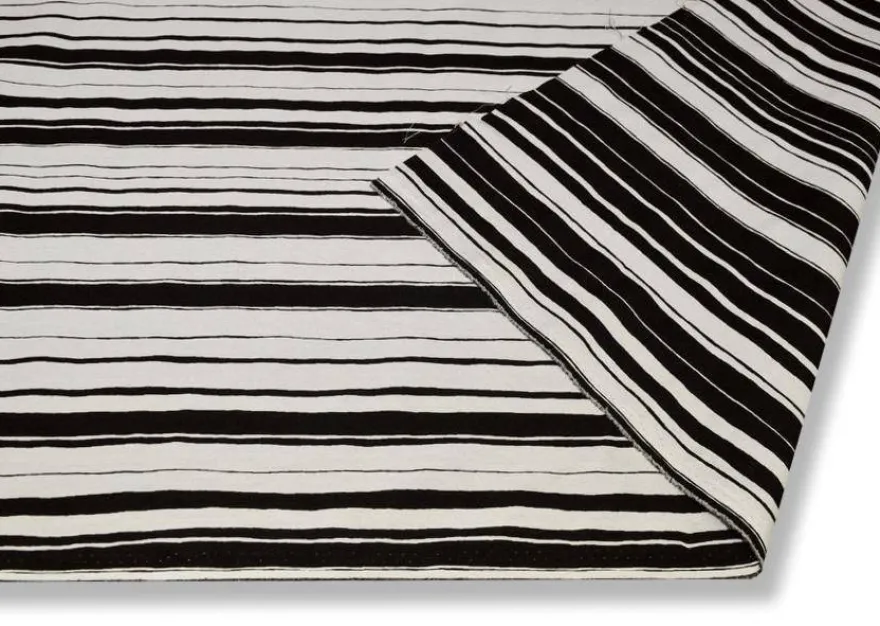TESSUTO VISCOSA DOUBLE STREATCH RIGONE BIANCO NERO