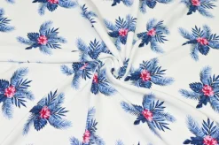 TESSUTO VISCOSA FANTASIA PALME AZZURRE