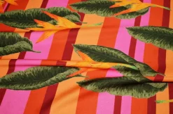 TESSUTO VISCOSA FANTASIA TROPICALE ARANCIO