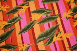 TESSUTO VISCOSA FANTASIA TROPICALE ARANCIO