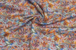 TESSUTO VISCOSA/LINO FANTASIA CASHMERE ARANCIO BLU