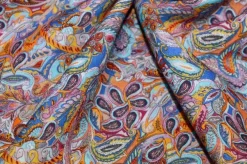 TESSUTO VISCOSA/LINO FANTASIA CASHMERE ARANCIO BLU