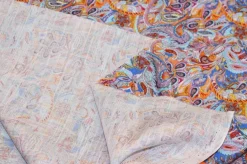 TESSUTO VISCOSA/LINO FANTASIA CASHMERE ARANCIO BLU