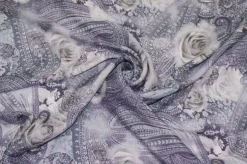 TESSUTO VOILE MISTO SETA DISEGNO CASHMERE VIOLA