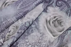 TESSUTO VOILE MISTO SETA DISEGNO CASHMERE VIOLA